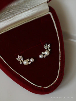 S925 Sterling Silver Gilded Earrings with Synthetic Pearl