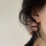 S925 Silver Gilded Olive Green Horse Eye Earrings Small Fresh Green Zircon