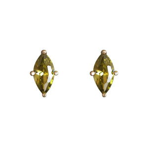 S925 Silver Gilded Olive Green Horse Eye Earrings Small Fresh Green Zircon