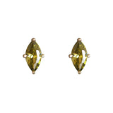 S925 Silver Gilded Olive Green Horse Eye Earrings Small Fresh Green Zircon