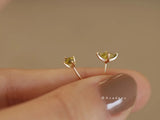 S925 Silver Gilded Olive Green Horse Eye Earrings Small Fresh Green Zircon