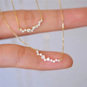 S925 Silver Gilded Smile Necklace Zircon Diamond Pendant