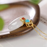 S925 Sterling Silver Hetian Jade Fu Dou Pendant Necklace