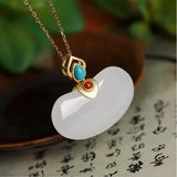 S925 Sterling Silver Hetian Jade Fu Dou Pendant Necklace
