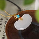 S925 Sterling Silver Hetian Jade Fu Dou Pendant Necklace