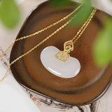 S925 Sterling Silver Hetian Jade Fu Dou Pendant Necklace