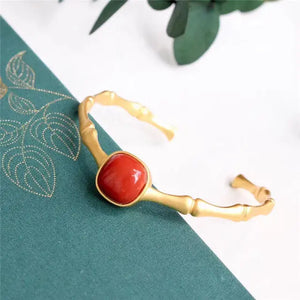 Personality Retro Natural South Red Open-End Bangle Bracelet Gift
