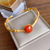 Personality Retro Natural South Red Open-End Bangle Bracelet Gift