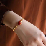 Personality Retro Natural South Red Open-End Bangle Bracelet Gift