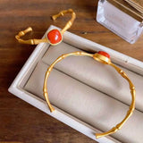 Personality Retro Natural South Red Open-End Bangle Bracelet Gift