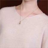 Silver Hetian Jade Safety Buckle Pendant Cloisonne Phoenix Tail Necklace