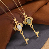 Sterling Silver Plated Hetian Jade Gray Jade Key Pendant Necklace Set