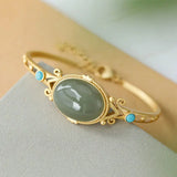 Sterling Silver Gold-Plated Hetian Jade Bracelet Turquoise Court Style Lace Brac