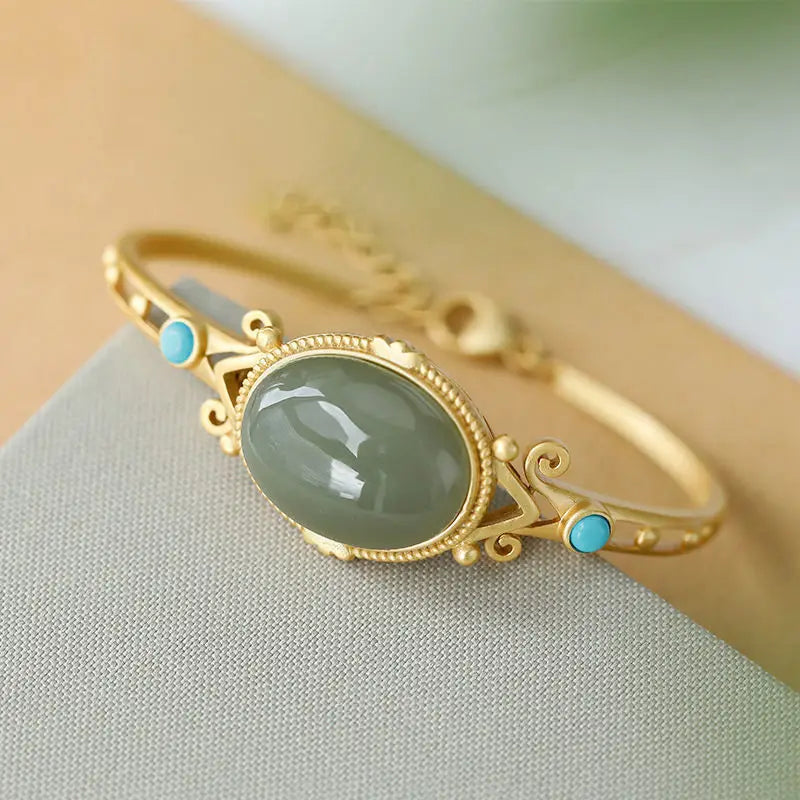 Vintage Court Style Hetian Jade Bracelet
