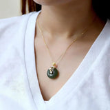 S925 Sterling Silver Plated Gray Jade Safety Buckle Pendant Green Cloud