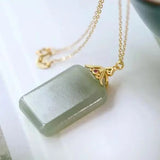 925 Silver Gold-Plated Green Jade Lucky Pendant, Men's Women's