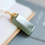 925 Silver Gold-Plated Green Jade Lucky Pendant, Men's Women's