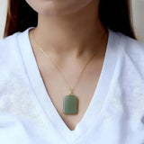 925 Silver Gold-Plated Green Jade Lucky Pendant, Men's Women's
