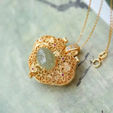 S925 Gold-Plated Hetian Jade Ruyi Cloud Niche Buddha Pendant