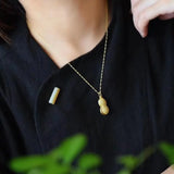 S925 Sterling Silver Gold-Plated Hetian Jade Peanut Pendant Necklace