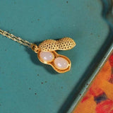 S925 Sterling Silver Gold-Plated Hetian Jade Peanut Pendant Necklace