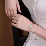 925 Silver Plated Retro South Red Light Hetian Jade Safety Buckle