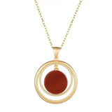 Gold-Plated Red Agate Pendant Stylish Necklace