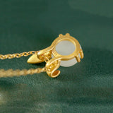 925 Silver Plated Jade Bunny Pendant Hetian Jade Necklace