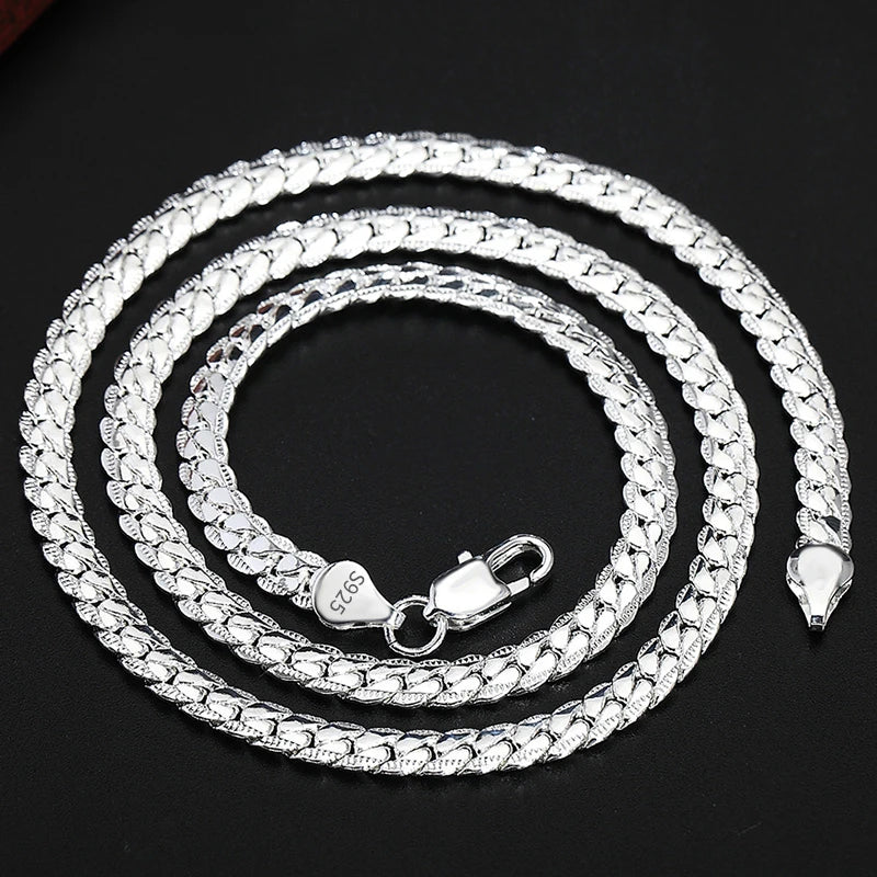 925 Sterling Silver Gold/Silver 24 Inch Side Chain Necklace for Women Men
