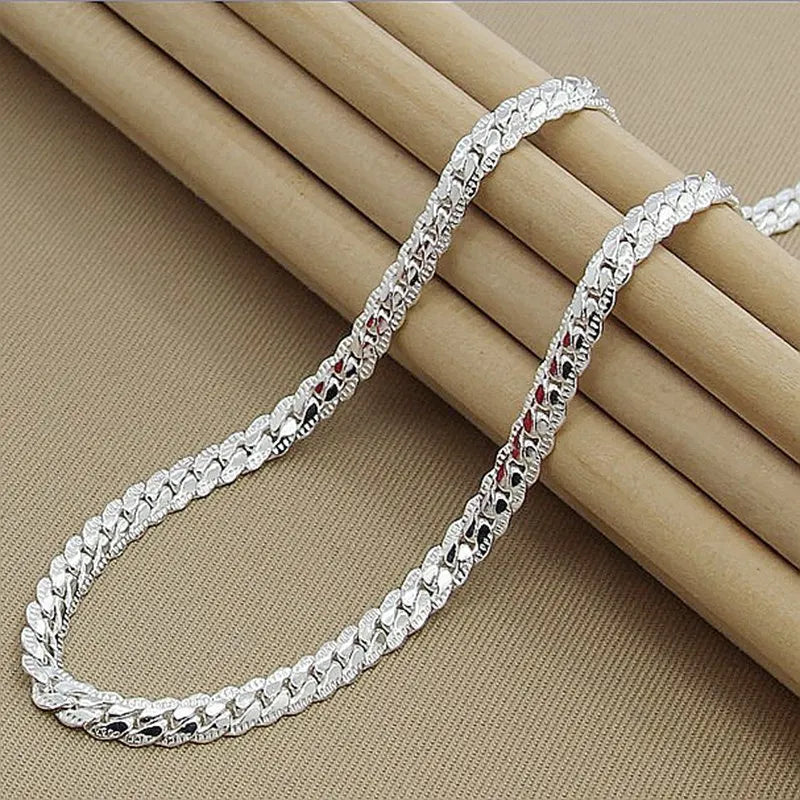 S925 Sterling Silver Gold/Solid Silver 8/16/18/20/22/24 Inch Side Chain Necklace