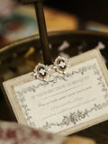 Gold-plated S925 Sterling Silver Coffee Stone Earrings