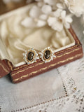 Gold-plated S925 Sterling Silver Coffee Stone Earrings