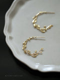 Gold-Plated Sterling Silver Branch and Leaves Earrings