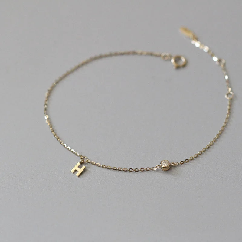S925 H-letter Diamond Bracelet Gold-plated Zircon Mini Hand Jewelry