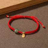S925 Sterling Silver Gold-plated Hotan Qingyu Lutong Hand Rope Bracelet