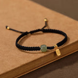 S925 Sterling Silver Gold-plated Hotan Qingyu Lutong Hand Rope Bracelet
