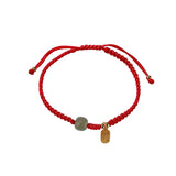 S925 Sterling Silver Gold-plated Hotan Qingyu Lutong Hand Rope Bracelet