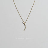 S925 Sterling Silver Gold Moon Necklace Small Pendant Micro-inlaid Chain