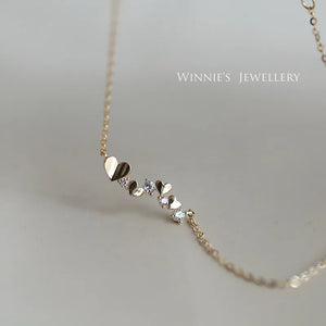 Gold-Plated Love Pendant Necklace, Small Design, Collarbone Chain