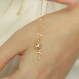 S925 Sterling Silver Gold-plated Rose Necklace Female Student Ins Series Pendant