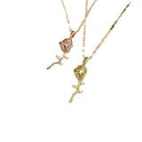 S925 Sterling Silver Gold-plated Rose Necklace Female Student Ins Series Pendant