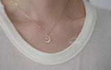 925 Silver Gold Star Moon Necklace Zirconia Pendant