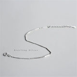 Sterling Silver Long Bead Chain Bracelet for Women