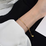 Sterling Silver Long Bead Chain Bracelet for Women
