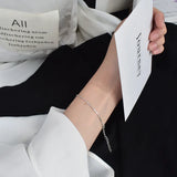 Sterling Silver Long Bead Chain Bracelet for Women