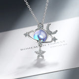 925 Silver Moonstone Star Pendant Necklace