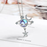 925 Silver Moonstone Star Pendant Necklace