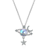 925 Silver Moonstone Star Pendant Necklace