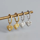 S925 Silver Heart CZ Dangle Earrings Evil Eyes Ins Jewelry