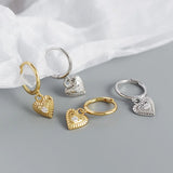 S925 Silver Heart CZ Dangle Earrings Evil Eyes Ins Jewelry